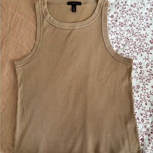 Banana Republic Tan Ribbed Fitted Sleeveless Tank Top